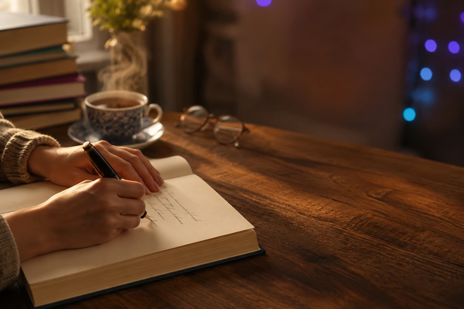 Un auteur écrivant une dédicace manuscrite dans un de ses livres
